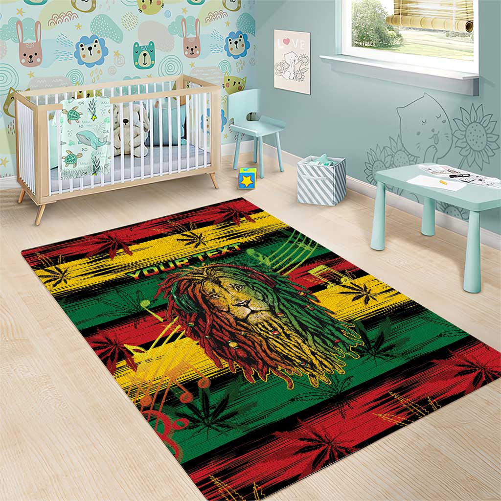 Personalised Rastafarian Lion Area Rug Cannabis Leaf Pattern - Wonder Print Shop