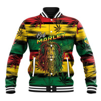 Personalised Rastafarian Lion Baseball Jacket Cannabis Leaf Pattern - Wonder Print Shop