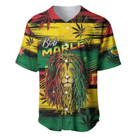 Personalised Rastafarian Lion Baseball Jersey Cannabis Leaf Pattern - Wonder Print Shop