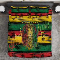 Personalised Rastafarian Lion Bedding Set Cannabis Leaf Pattern - Wonder Print Shop