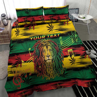 Personalised Rastafarian Lion Bedding Set Cannabis Leaf Pattern - Wonder Print Shop
