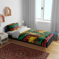 Personalised Rastafarian Lion Bedding Set Cannabis Leaf Pattern - Wonder Print Shop