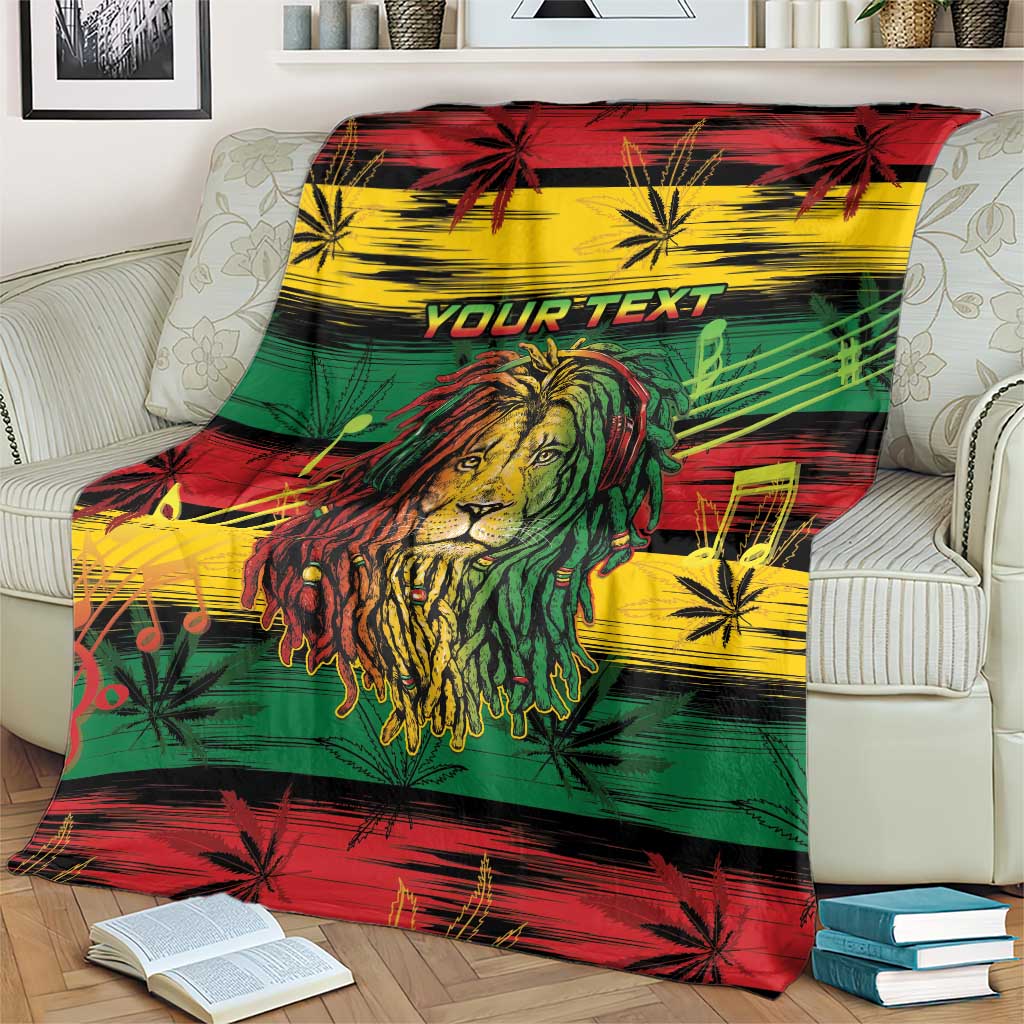 Personalised Rastafarian Lion Blanket Cannabis Leaf Pattern