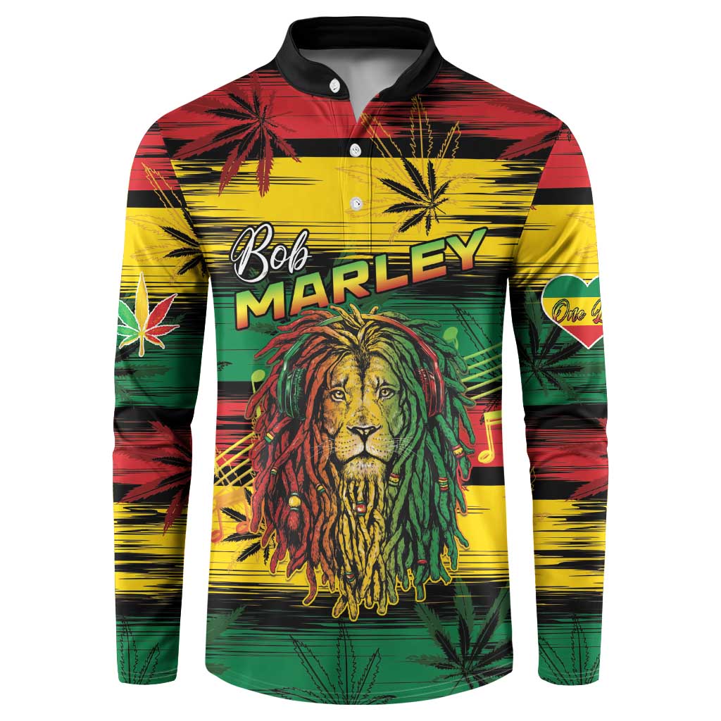 Personalised Rastafarian Lion Button Sweatshirt Cannabis Leaf Pattern - Wonder Print Shop