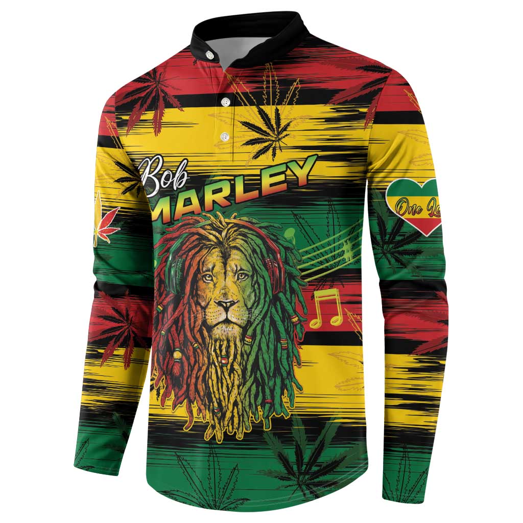 Personalised Rastafarian Lion Button Sweatshirt Cannabis Leaf Pattern - Wonder Print Shop