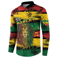 Personalised Rastafarian Lion Button Sweatshirt Cannabis Leaf Pattern - Wonder Print Shop