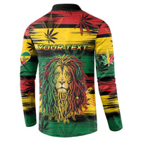 Personalised Rastafarian Lion Button Sweatshirt Cannabis Leaf Pattern - Wonder Print Shop
