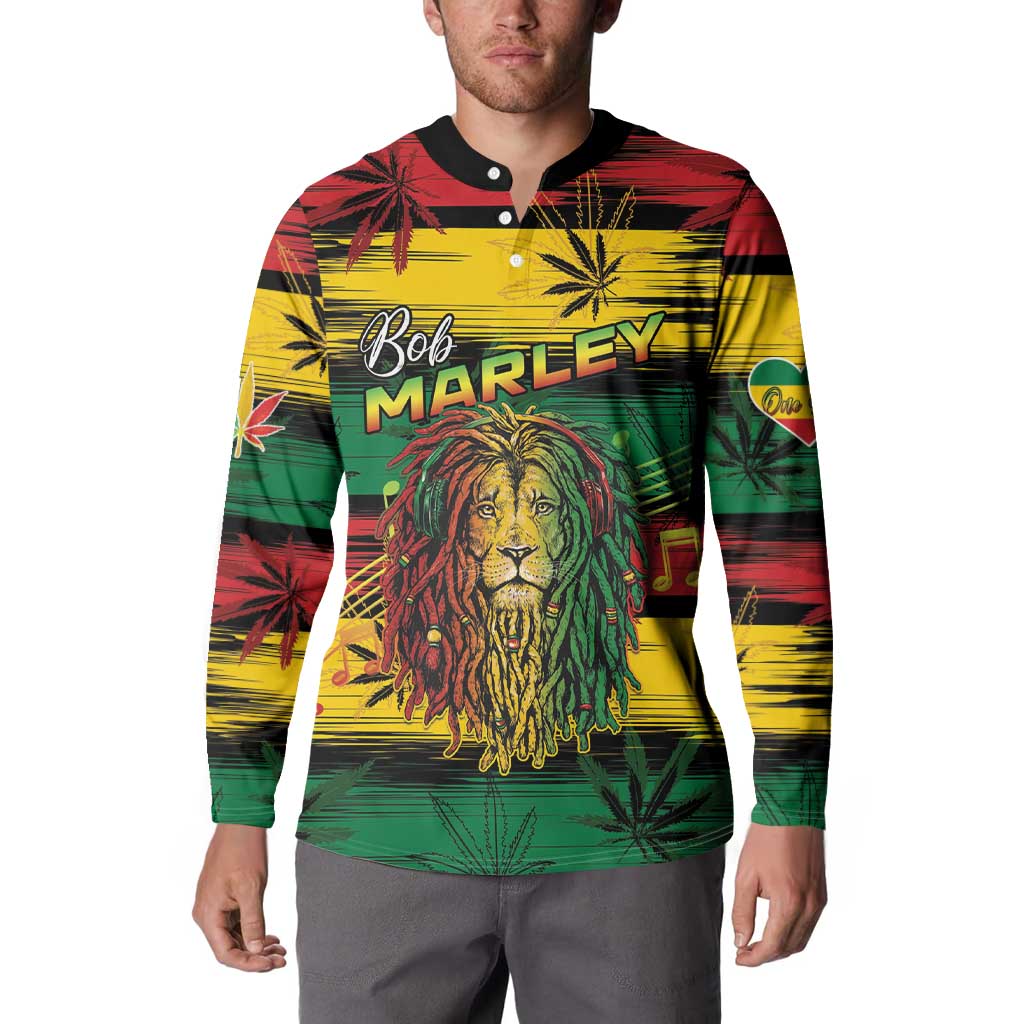 Personalised Rastafarian Lion Button Sweatshirt Cannabis Leaf Pattern - Wonder Print Shop
