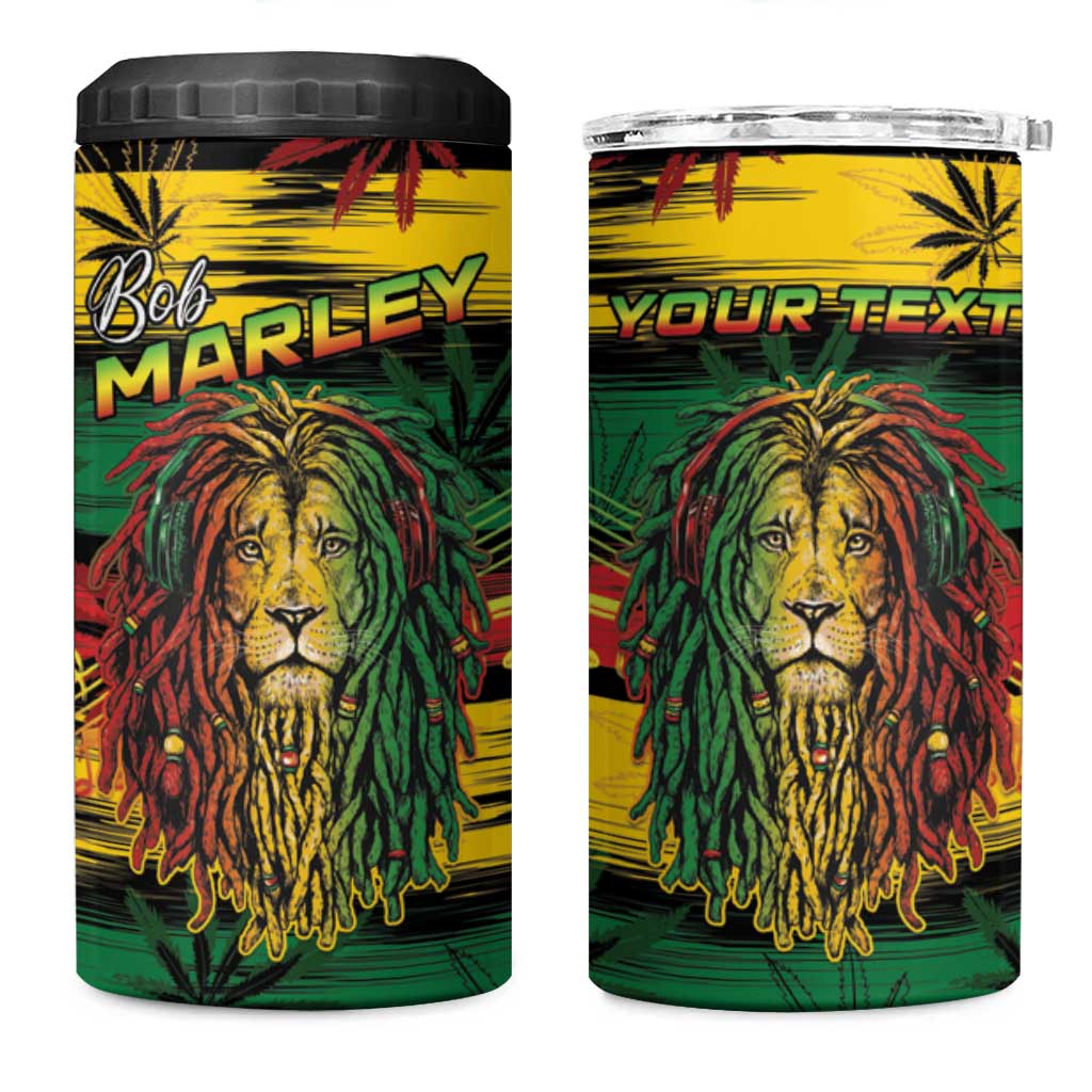 Personalised Rastafarian Lion 4 in 1 Can Cooler Tumbler Cannabis Leaf Pattern - Wonder Print Shop
