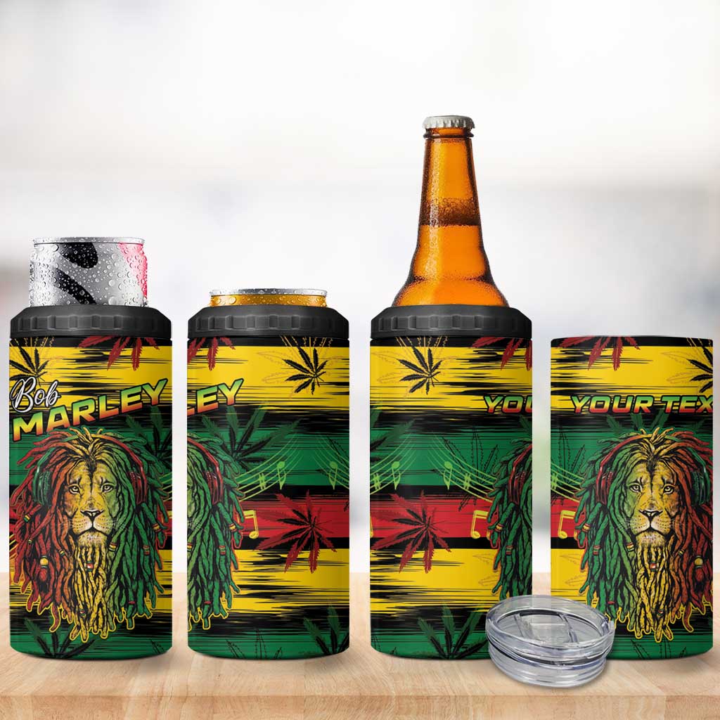 Personalised Rastafarian Lion 4 in 1 Can Cooler Tumbler Cannabis Leaf Pattern - Wonder Print Shop