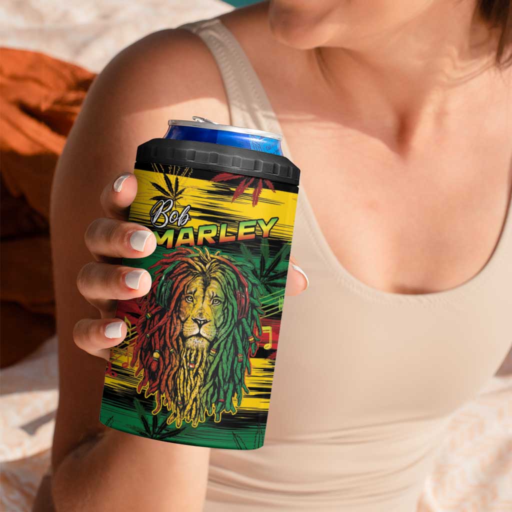 Personalised Rastafarian Lion 4 in 1 Can Cooler Tumbler Cannabis Leaf Pattern - Wonder Print Shop