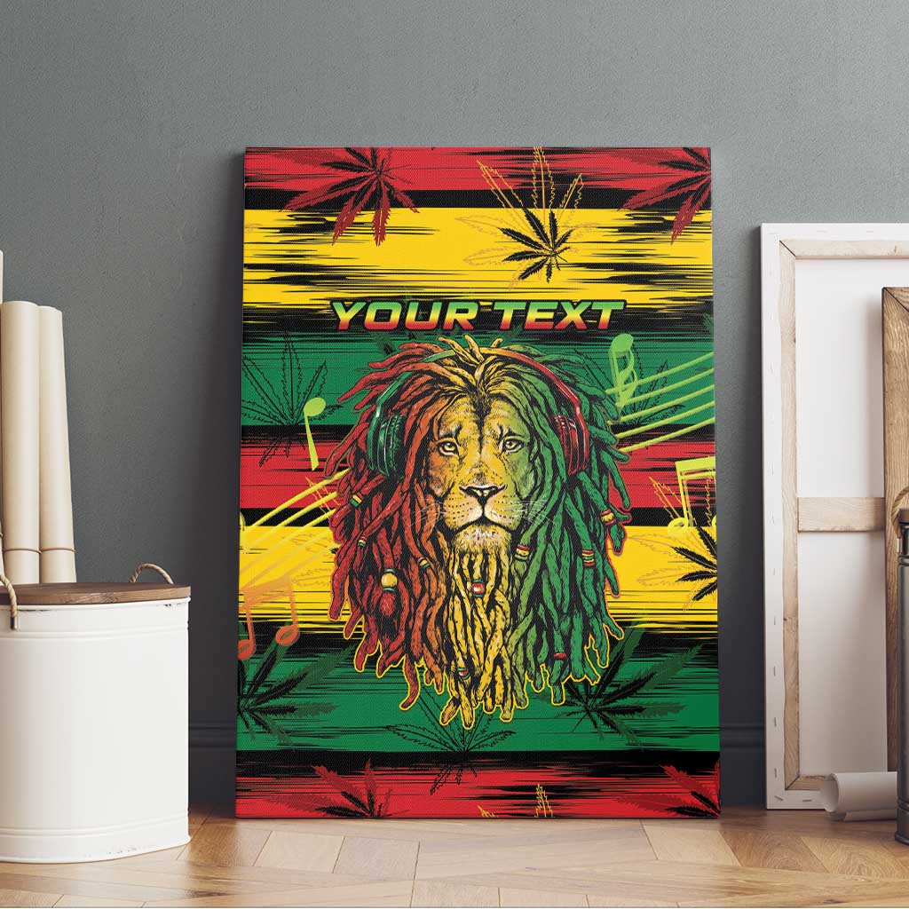 Personalised Rastafarian Lion Canvas Wall Art Cannabis Leaf Pattern - Wonder Print Shop