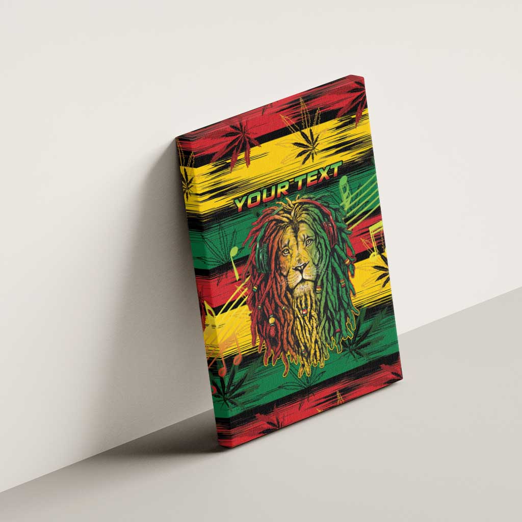 Personalised Rastafarian Lion Canvas Wall Art Cannabis Leaf Pattern - Wonder Print Shop