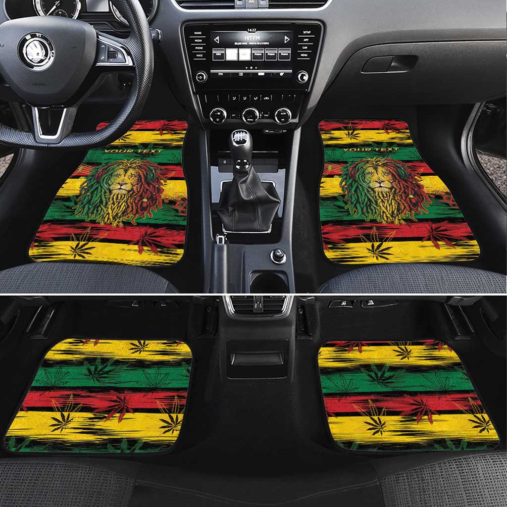 Personalised Rastafarian Lion Car Mats Cannabis Leaf Pattern - Wonder Print Shop