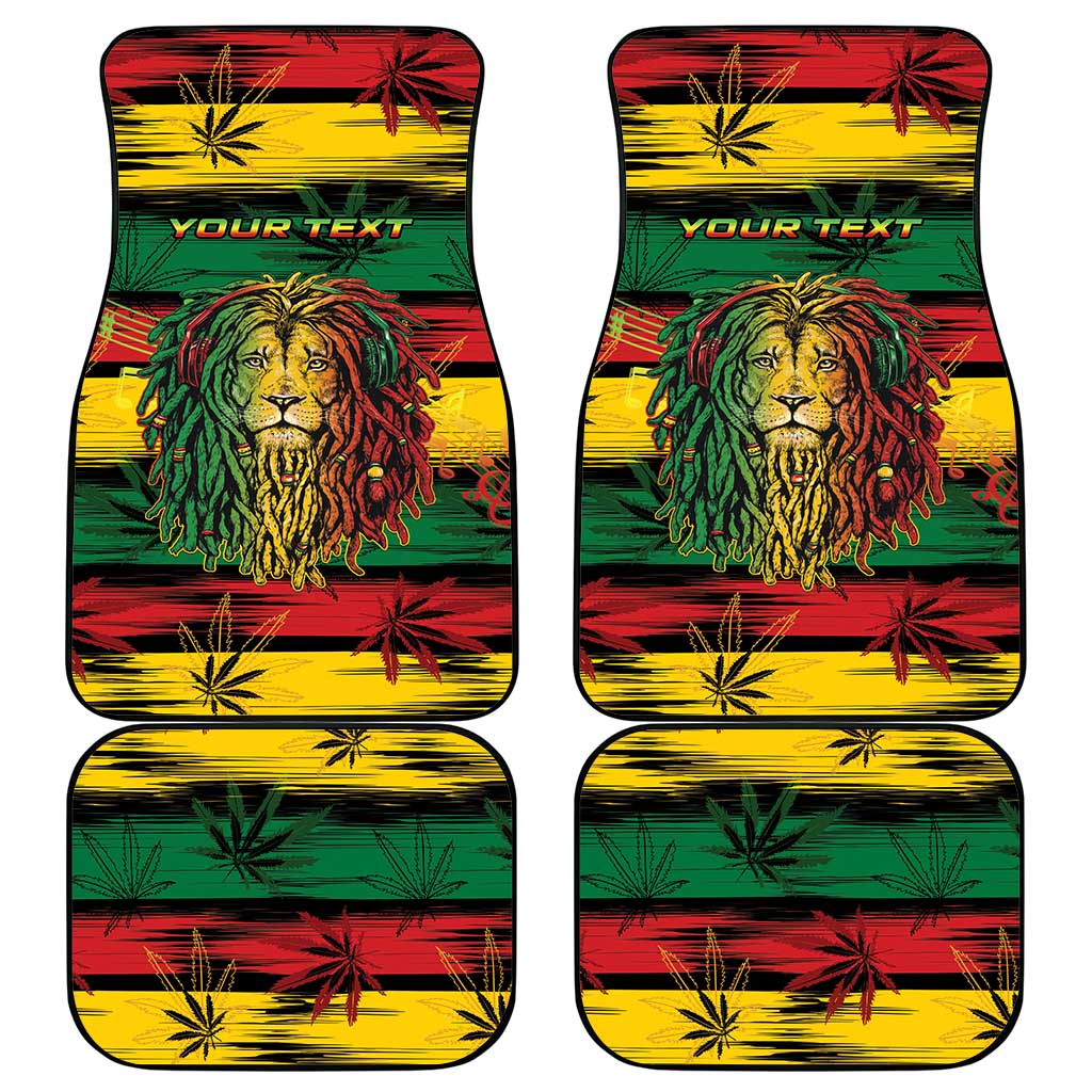 Personalised Rastafarian Lion Car Mats Cannabis Leaf Pattern - Wonder Print Shop