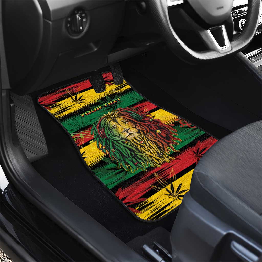 Personalised Rastafarian Lion Car Mats Cannabis Leaf Pattern - Wonder Print Shop
