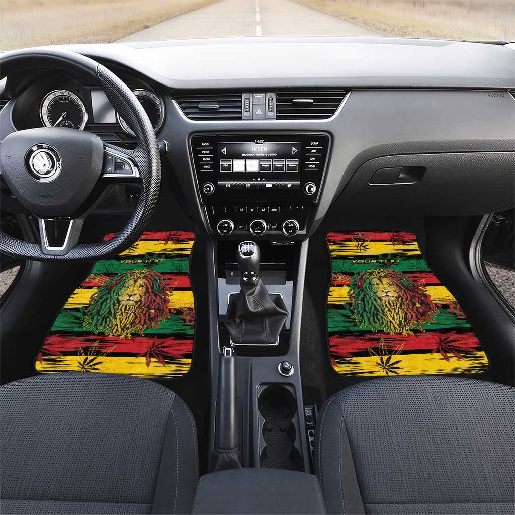 Personalised Rastafarian Lion Car Mats Cannabis Leaf Pattern - Wonder Print Shop