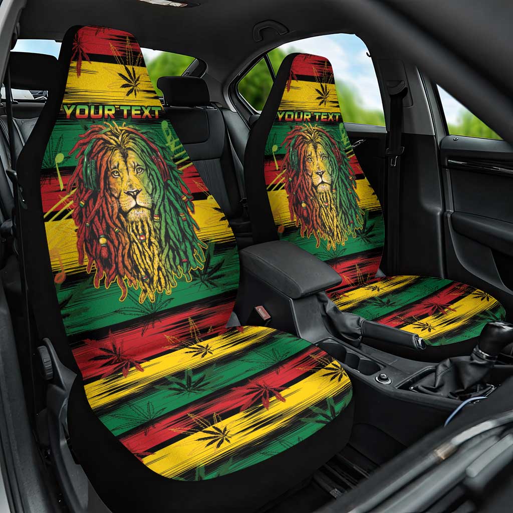 Personalised Rastafarian Lion Car Seat Cover Cannabis Leaf Pattern - Wonder Print Shop
