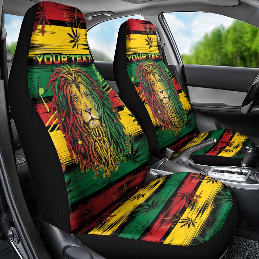 Personalised Rastafarian Lion Car Seat Cover Cannabis Leaf Pattern - Wonder Print Shop