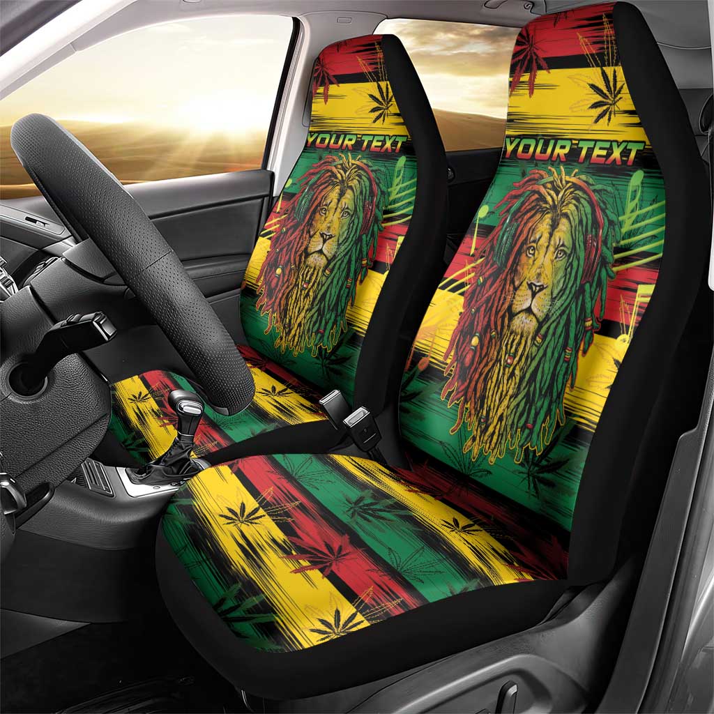 Personalised Rastafarian Lion Car Seat Cover Cannabis Leaf Pattern - Wonder Print Shop