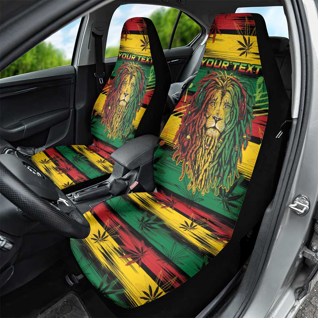 Personalised Rastafarian Lion Car Seat Cover Cannabis Leaf Pattern - Wonder Print Shop