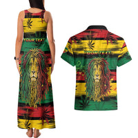 Personalised Rastafarian Lion Couples Matching Tank Maxi Dress and Hawaiian Shirt Cannabis Leaf Pattern - Wonder Print Shop