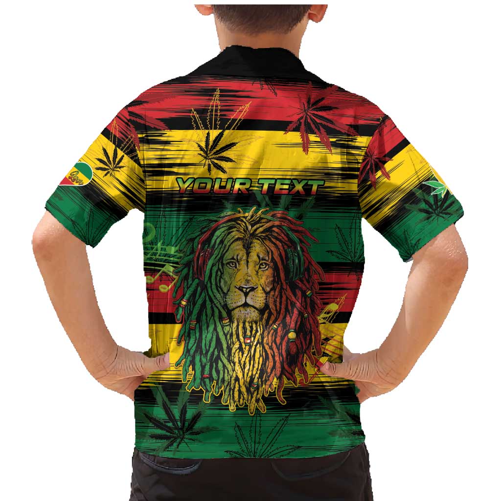 Personalised Rastafarian Lion Family Matching Mermaid Dress and Hawaiian Shirt Cannabis Leaf Pattern - Wonder Print Shop
