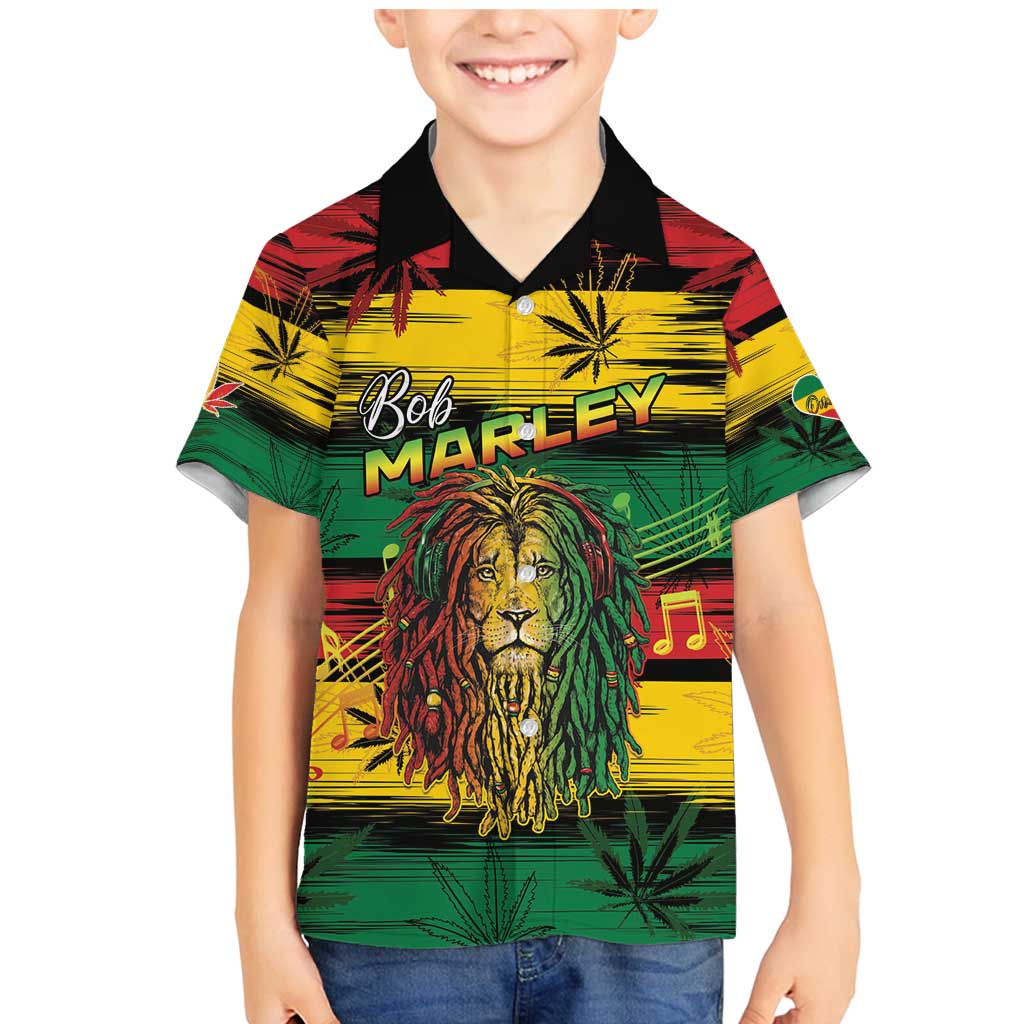 Personalised Rastafarian Lion Family Matching Mermaid Dress and Hawaiian Shirt Cannabis Leaf Pattern - Wonder Print Shop