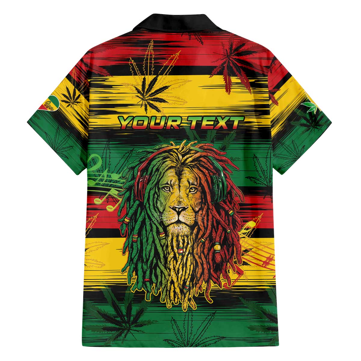 Personalised Rastafarian Lion Family Matching Off The Shoulder Long Sleeve Dress and Hawaiian Shirt Cannabis Leaf Pattern - Wonder Print Shop