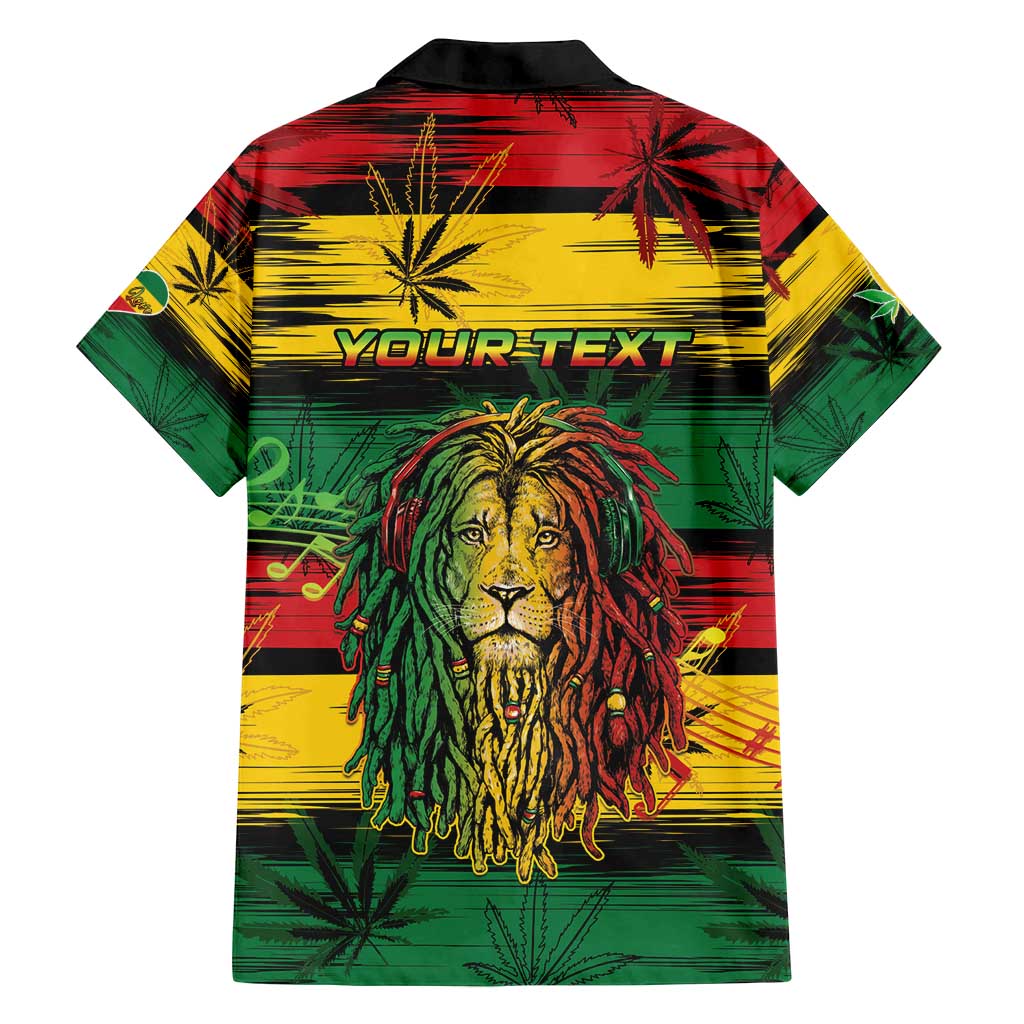 Personalised Rastafarian Lion Family Matching Off Shoulder Maxi Dress and Hawaiian Shirt Cannabis Leaf Pattern - Wonder Print Shop