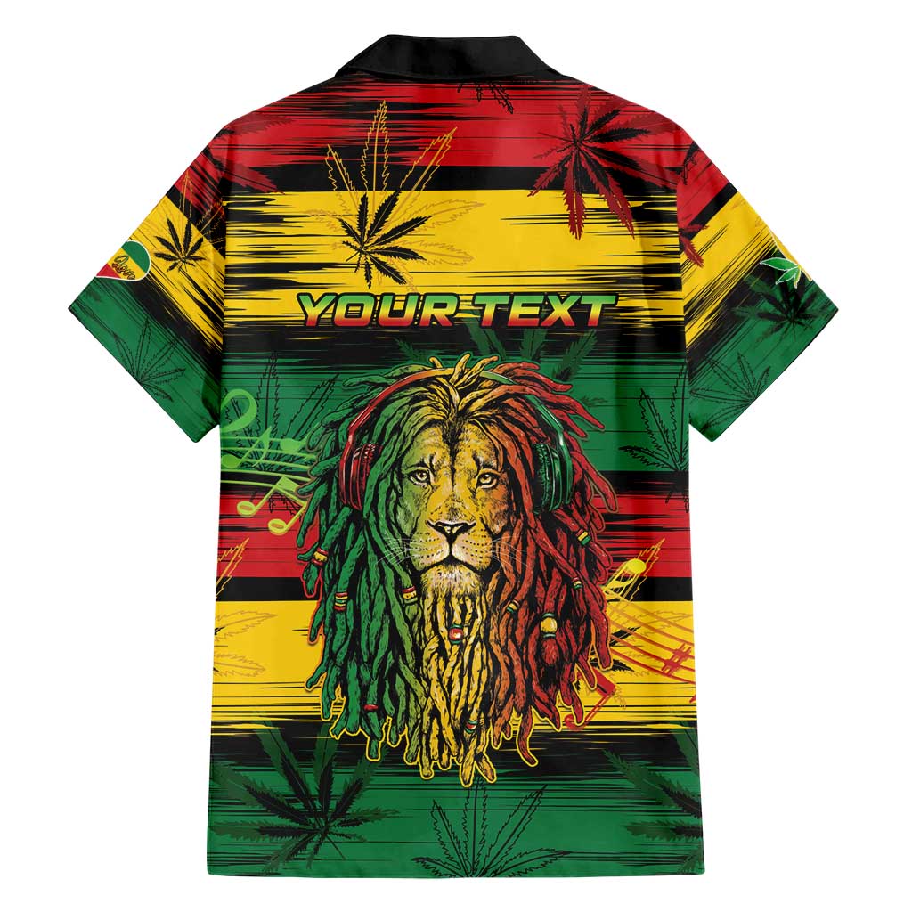Personalised Rastafarian Lion Family Matching Short Sleeve Bodycon Dress and Hawaiian Shirt Cannabis Leaf Pattern - Wonder Print Shop