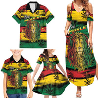 Personalised Rastafarian Lion Family Matching Summer Maxi Dress and Hawaiian Shirt Cannabis Leaf Pattern - Wonder Print Shop