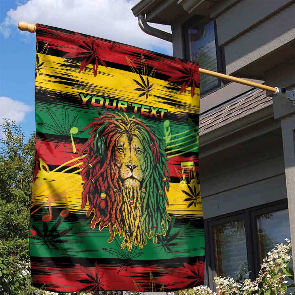Personalised Rastafarian Lion Garden Flag Cannabis Leaf Pattern - Wonder Print Shop