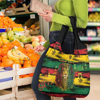 Personalised Rastafarian Lion Grocery Bag Cannabis Leaf Pattern
