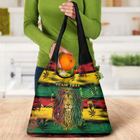Personalised Rastafarian Lion Grocery Bag Cannabis Leaf Pattern
