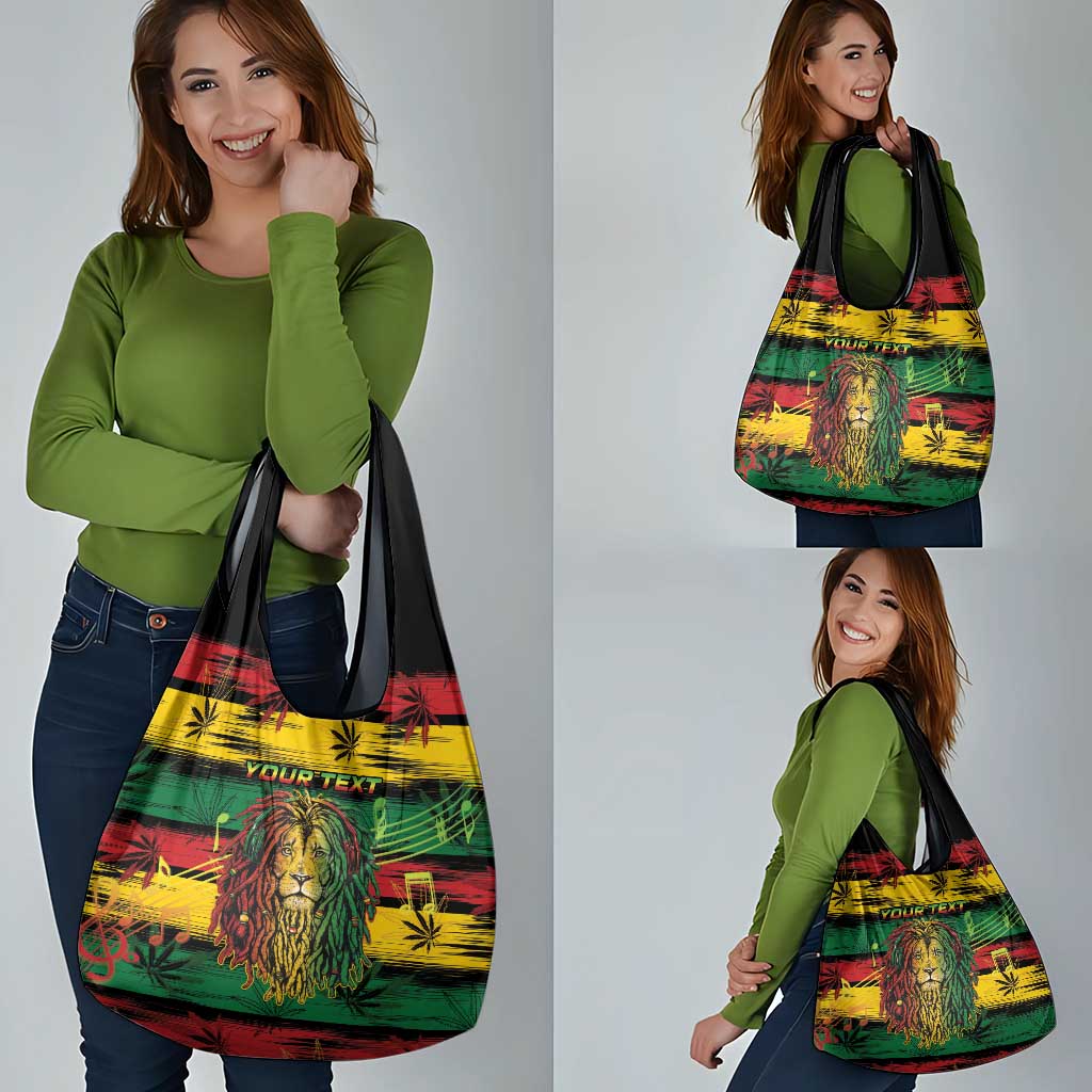 Personalised Rastafarian Lion Grocery Bag Cannabis Leaf Pattern