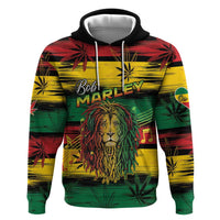 Personalised Rastafarian Lion Hoodie Cannabis Leaf Pattern - Wonder Print Shop