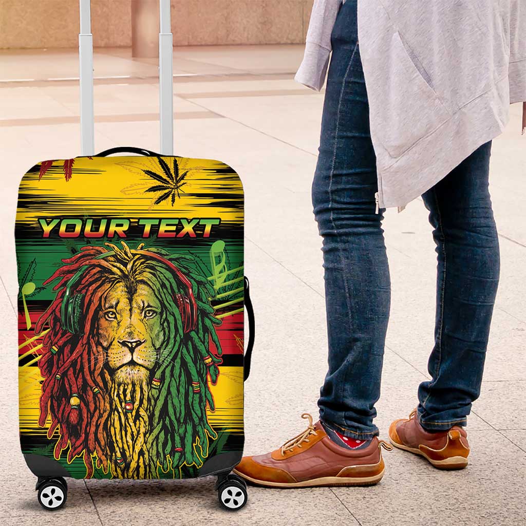 Personalised Rastafarian Lion Luggage Cover Cannabis Leaf Pattern - Wonder Print Shop
