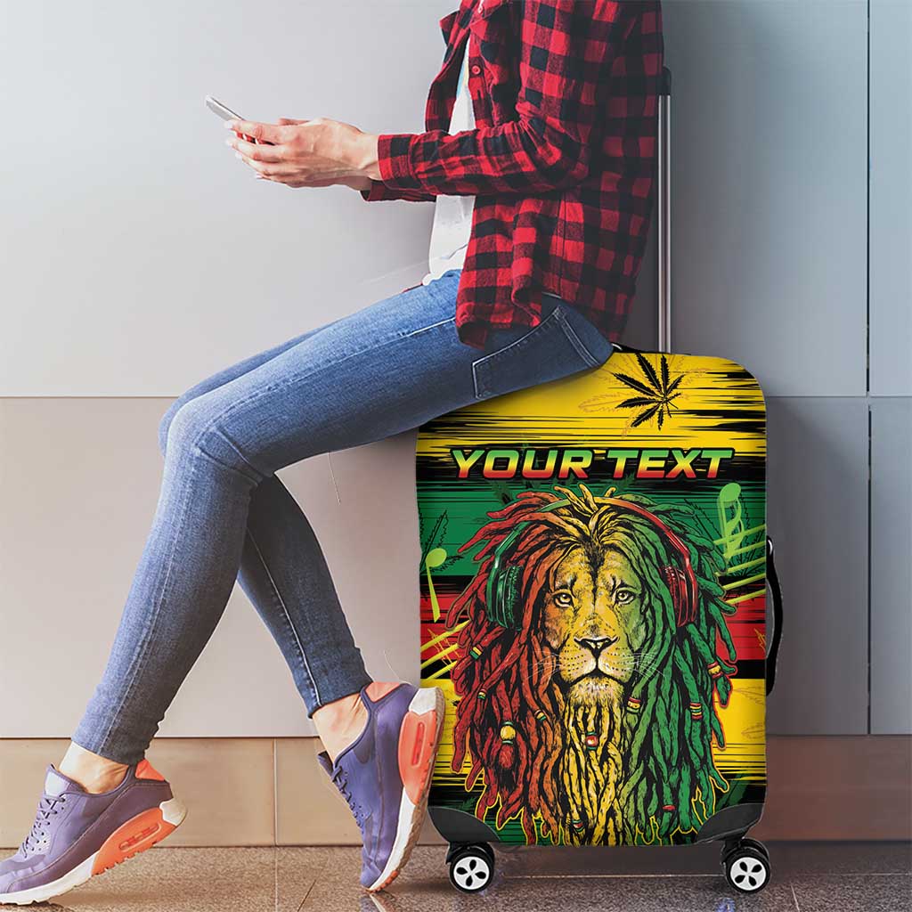Personalised Rastafarian Lion Luggage Cover Cannabis Leaf Pattern - Wonder Print Shop