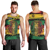 Personalised Rastafarian Lion Men Tank Top Cannabis Leaf Pattern - Wonder Print Shop