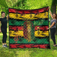 Personalised Rastafarian Lion Quilt Cannabis Leaf Pattern - Wonder Print Shop
