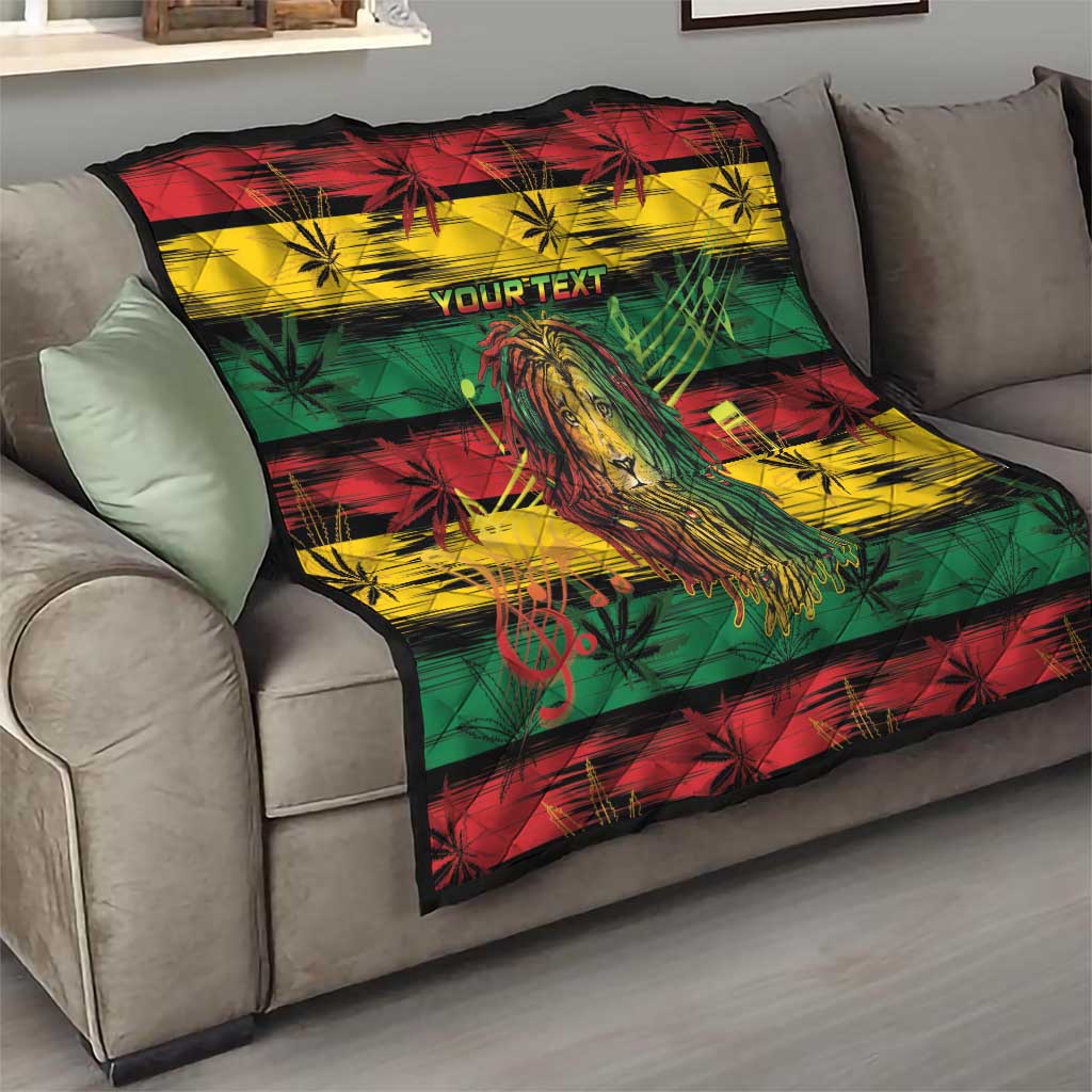 Personalised Rastafarian Lion Quilt Cannabis Leaf Pattern - Wonder Print Shop