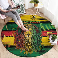 Personalised Rastafarian Lion Round Carpet Cannabis Leaf Pattern
