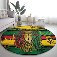 Personalised Rastafarian Lion Round Carpet Cannabis Leaf Pattern