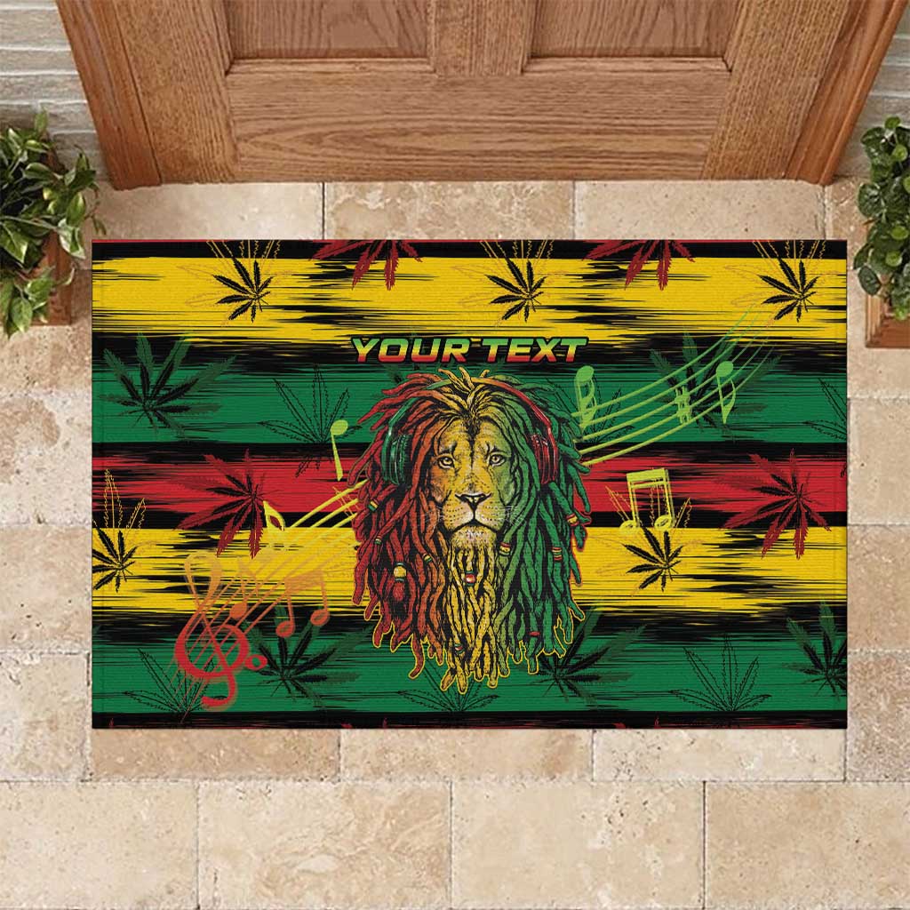 Personalised Rastafarian Lion Rubber Doormat Cannabis Leaf Pattern - Wonder Print Shop