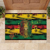 Personalised Rastafarian Lion Rubber Doormat Cannabis Leaf Pattern - Wonder Print Shop