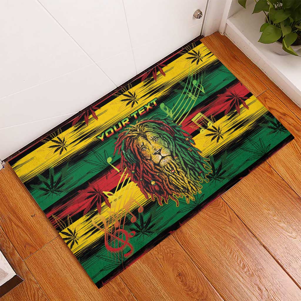 Personalised Rastafarian Lion Rubber Doormat Cannabis Leaf Pattern - Wonder Print Shop