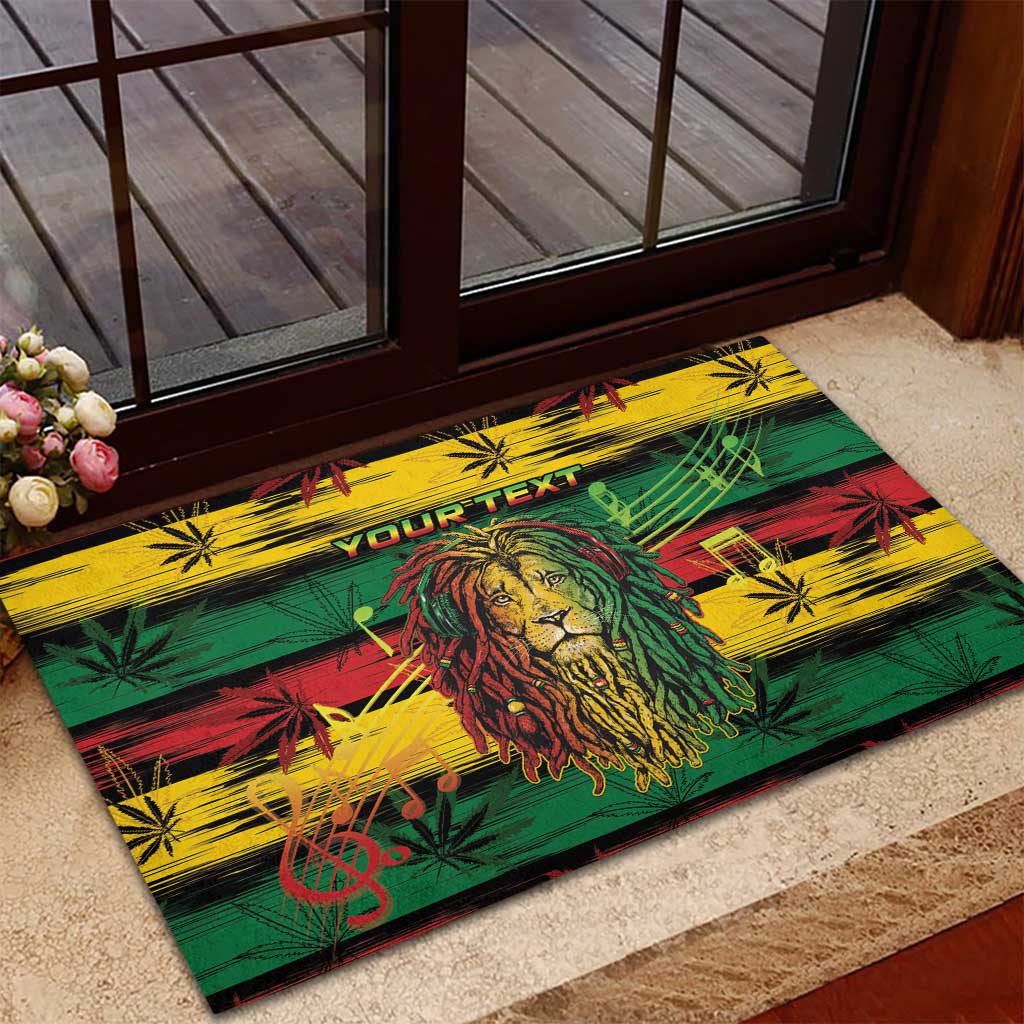 Personalised Rastafarian Lion Rubber Doormat Cannabis Leaf Pattern - Wonder Print Shop