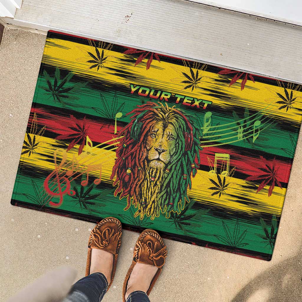 Personalised Rastafarian Lion Rubber Doormat Cannabis Leaf Pattern - Wonder Print Shop