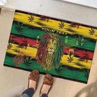 Personalised Rastafarian Lion Rubber Doormat Cannabis Leaf Pattern - Wonder Print Shop